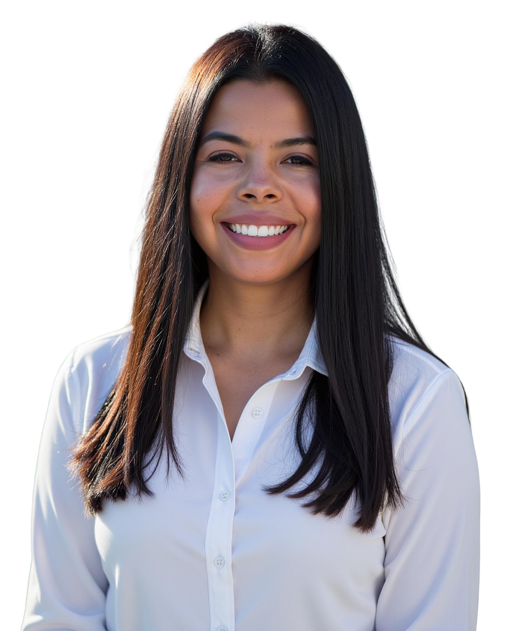 PICTURE of Iris Medina-Elston wearing a white shirt.  